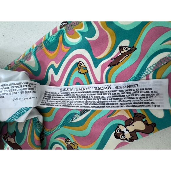 "DISNEY" Leggings Chip & Dale Swirl Multicolor SZ 1X Workout Gym Exercise Yoga - Picture 8 of 12